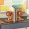 9" Brown Leather Globe Handmade Stitched Bookends Set